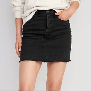 Old Navy Black Denim Mini Skirt with Raw Hem